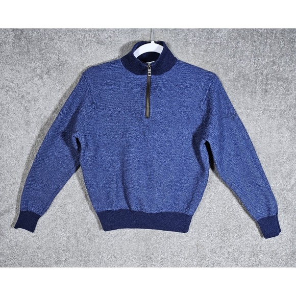Peter Millar Other - Peter Millar Sweater Boys Sz Large Blue Merino Wool 1/4 Zip Pullover Long Sleeve